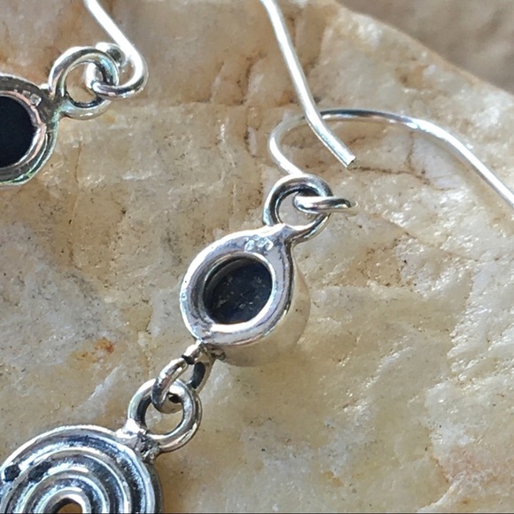 LAPIS LAZULI 925 sterling spiral and leaf earrings - Picture 7 of 9